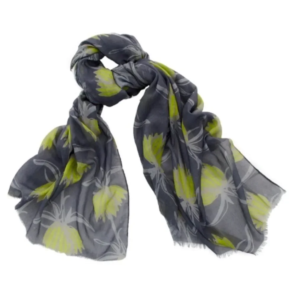 India Hicks Crown Imperial Scarf - Gray and Rapeseed